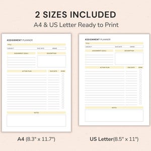 Printable Assignment Planner and Assignment Tracker for students with homework planner, due date tracker, and academic planning pages.