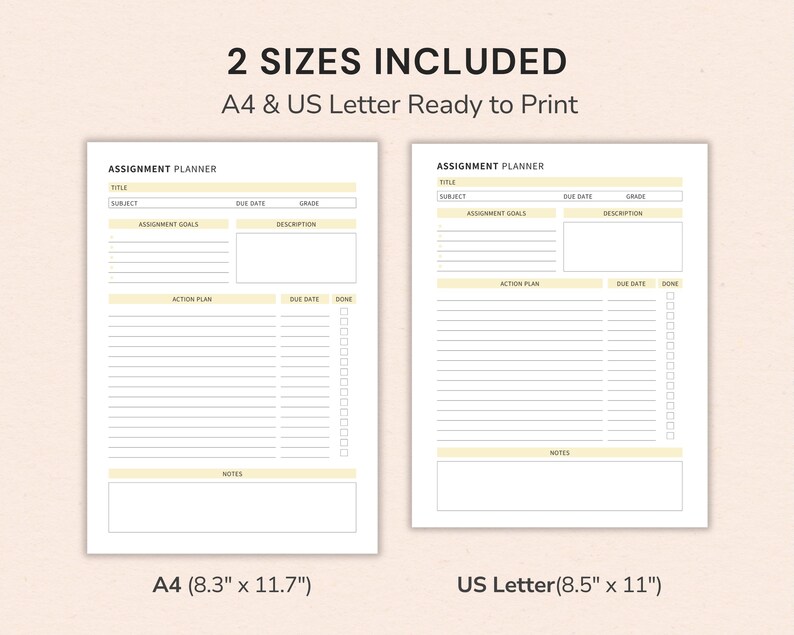Printable Assignment Planner and Assignment Tracker for students with homework planner, due date tracker, and academic planning pages.