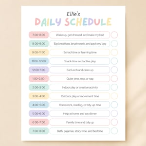 Editable Kids Daily Schedule Printable | Canva Routine Chart (A4 & US Letter)