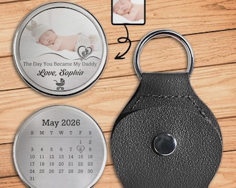 Personalized The Day You Became My Daddy Pocket Hug,Father's Day Gift For New Dad from Family ,Stainless Steel Keychain Baby Shower Gift