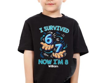 Personalized Bruh I Survived Six Seven Im 8 Shirt Funny 8th Birthday Boy Tee,Gift For Daughter Son