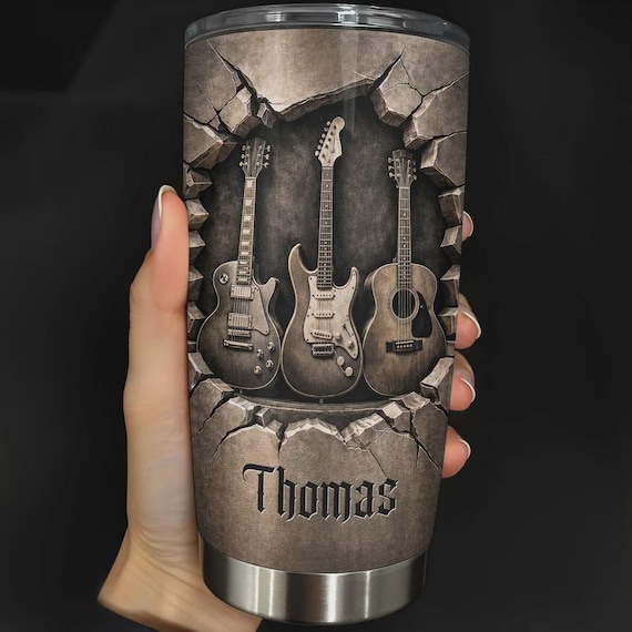 Custom Guitar Trio Stainless Steel Tumbler Music Design ,Father's Day Gift For Guitar Lover Men ,Birthday Christmas Musician Drinkware Gift