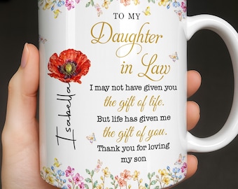 Personalized Daughter In Law Mug, Birth Month Flower Coffee Cup