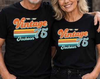 Personalized Vintage Retro Stripes T-Shirt, Name on Unisex Classic Tee,Gift for Husband from Wife,Wedding Anniversary Christmas Special gift