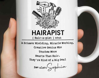 Personalized Hairapist Coffee Mug, Funny Hair Stylist Cup, Hair Salon Gift, Barbershop Mug, Stylist Appreciation Gift, Hairstylist Present