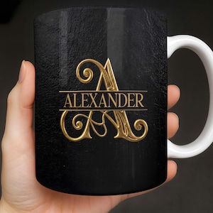 May include: A white ceramic mug with a black handle and the text "But First, Coffee" in a bold, black font. The mug is set against a blurred background, suggesting a cozy setting.