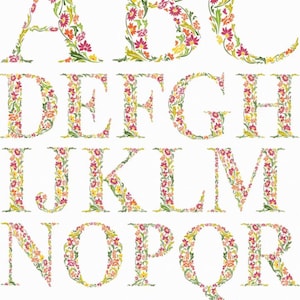 Flower compiled letters, 26 SVG files