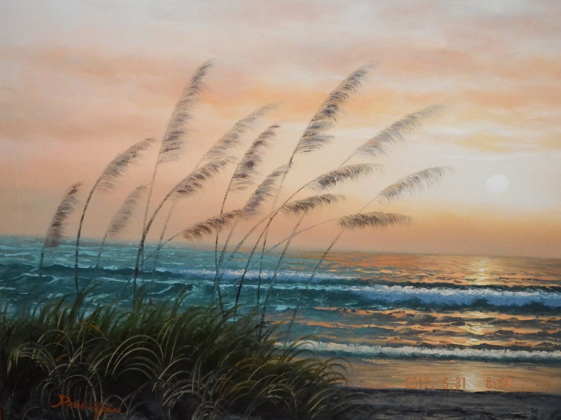 Signed Original Robertson Oil Painting Framed Sunset Seascape Etsy