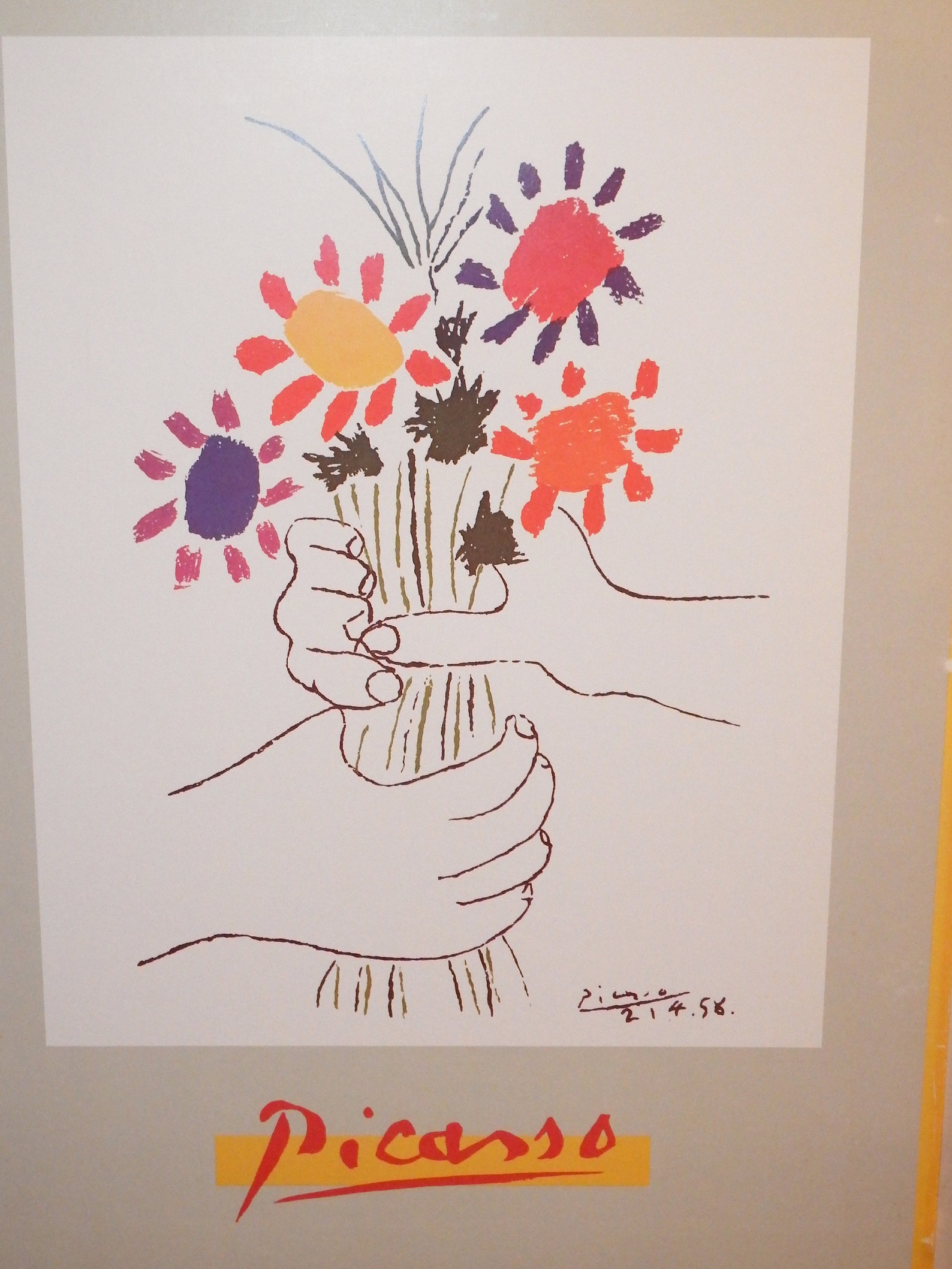 1981 Picasso Litho Hand With Flowers Bouquet Portal Etsy