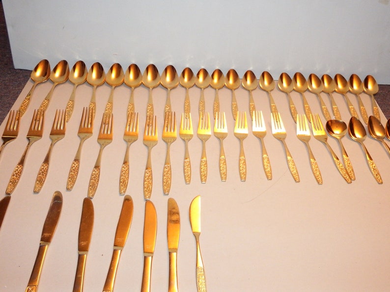 Gold Plated Stainless Steel Japan 49pc flatware Etsy