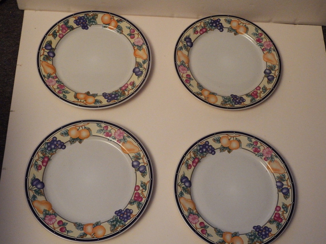 4 Oneida ORCHARD...101/2 Stoneware Dinner Plates...Set Etsy