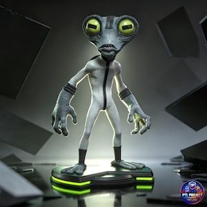 Estatua STL de Grey Matter (Fanart) / Escala 1/6 / Pose alienígena con base de exhibición / Partes separadas / Descarga del modelo para impresión 3D