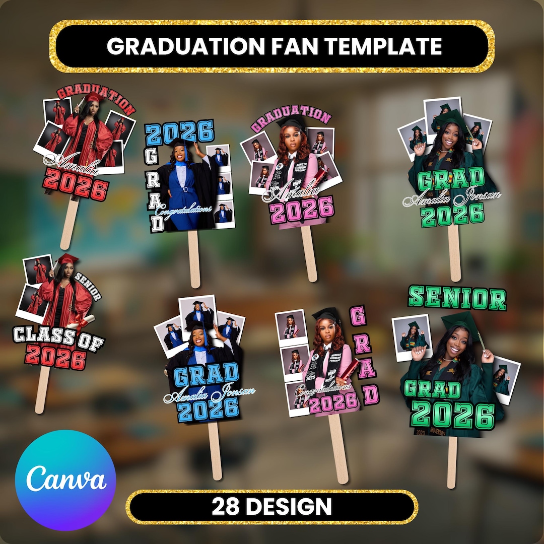 28 Graduation Fan Template Mega Bundle, Custom Graduation Paddle Fan ...