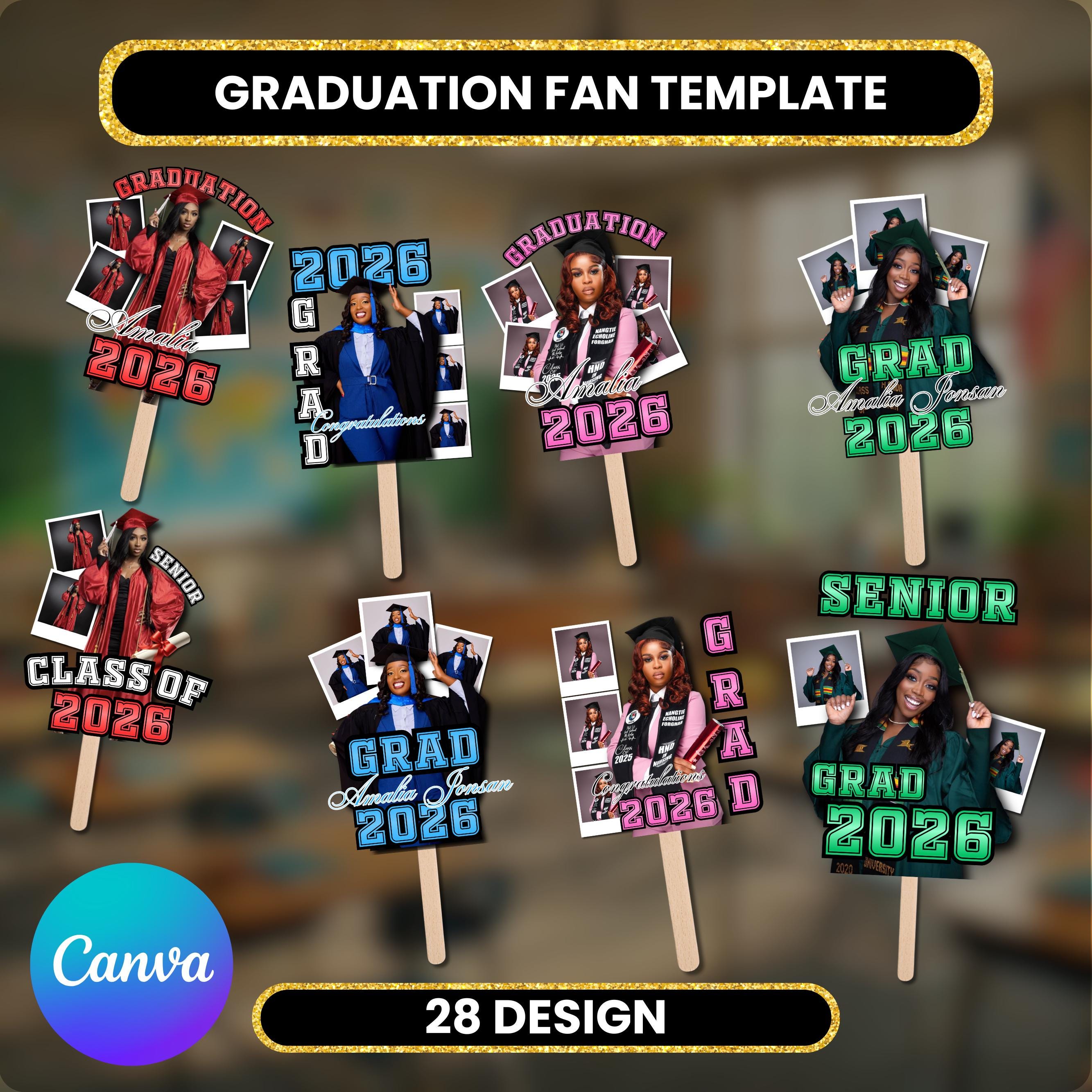 28 Graduation Fan Template Mega Bundle, Custom Graduation Paddle Fan ...