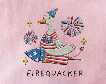 BESTICKTES lustiges 4. Juli Hemd, lustige Gänsedatei, Unabhängigkeitstag, USA-T-Stück, patriotisch, Firequacker-Hemd, Juli Geschenk