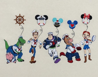 Toy Story Sailor Cruise Stickdatei, Woody Buzz Jessie Sailor Squad, Disney Familienurlaub 2026, Magical Kingdom Cruise Design