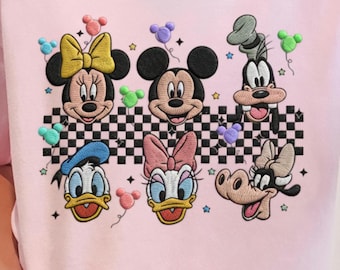 BESTICKTE Micky und Freunde Ballon-Datei, Mickey Minnie Goofy Donald Stickdatei, Disney Friends bestickt