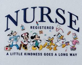 Registered Nurse Disney gestickte Datei, Mickey Minnie Nurse Life File, lustige Krankenschwester Wertschätzung Geschenk, Disney Charaktere Nursing Crew