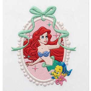 BRODERADE Coquette-roséer Disney Ariel Prinsessa-mapp, Den lilla sjöjungfrun-tröja, Musse Pigg-ballong, present till henne, WDW-flickresekläder bild 1