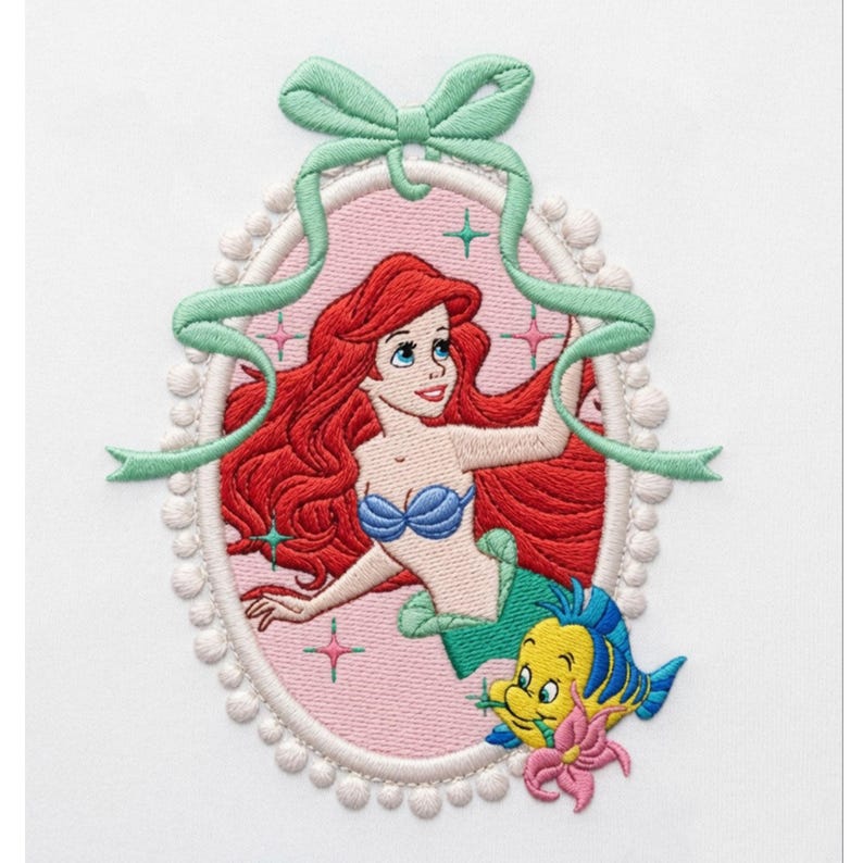 BRODERADE Coquette-roséer Disney Ariel Prinsessa-mapp, Den lilla sjöjungfrun-tröja, Musse Pigg-ballong, present till henne, WDW-flickresekläder bild 1