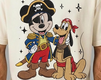 Stickerei Mickey and Friends Disney Pirates File, gestickte Familie Fluch der Karibik, Piraten Life Disney Cruise Shirt