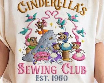 Carpeta bordada del Club de Costura de Cenicienta de Disney, Carpeta de la Princesa Cenicienta de Disney, Camiseta de viaje de chicas a Disneyworld, Camiseta mágica