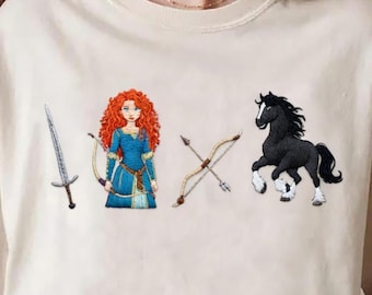 Disney Brave Merida Embroidered File, Merida Princess Crewneck, Princess Floral Embroidered, Retro Disney Gift for Women