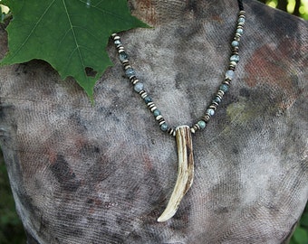 Slow power necklace. Antler tip necklace, witchcraft, pagan, forest punk, shaman punk, occult