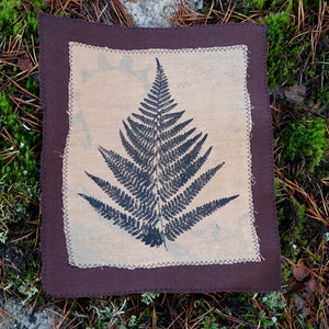 forestpunk handprinted witchcraft Back patch with fern metal pagan shamanpunk