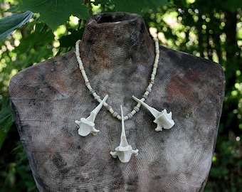 Deer vertebrae bone necklace, pagan, witch, witchcraft