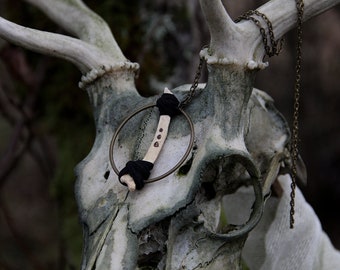 Real bone necklace, witchy, pagan, occult, metal, goth