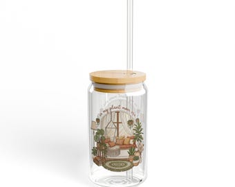 Przytulny szklany pojemnik na rośliny do okien | 16-uncjowy przezroczysty słoik z bambusową pokrywką