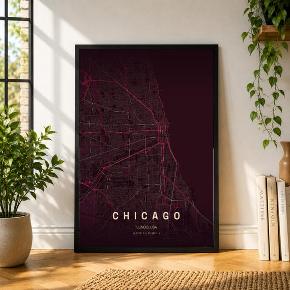 Chicago City Map Poster, Museum-Style Wall Art Print