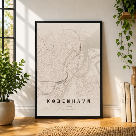 København City Map Poster, Museum-Style Denmark Wall Art Print