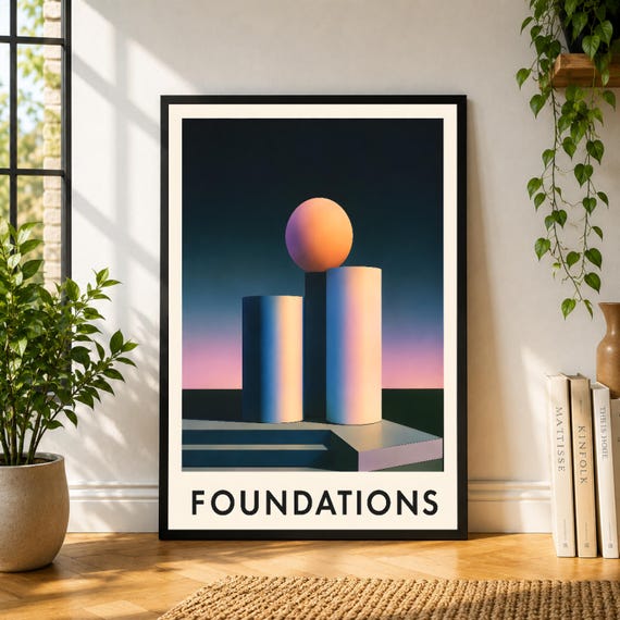Foundations Poster, Geometric Still Life Wall Art, Bauhaus Inspired Print, Modern Architecture Decor
