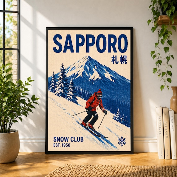 Sapporo Poster, Japanese Travel Wall Art, Vintage Japan Print, Retro City Poster, Hokkaido Wall Decor, Asian Inspired Art