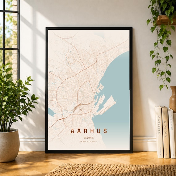 Aarhus City Map Poster, Denmark Museum-Style Wall Art Print