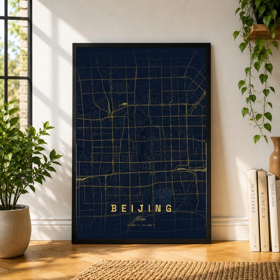 Beijing City Map Poster, Museum-Style City Map, China Wall Art Print