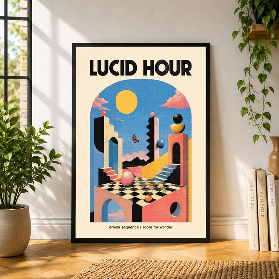 Lucid Hour Poster, Surreal Wall Art, Dreamscape Print, Colorful Architecture Poster, Modern Decor