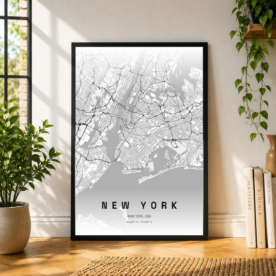 New York City Map Poster, Museum-Style Wall Art Print