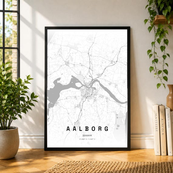 Aalborg City Map Poster, Museum-Style Denmark Wall Art Print