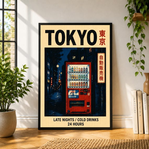Tokyo Poster, Japanese Travel Wall Art, Vintage Japan Print, Retro City Poster, Asian Inspired Decor, Japandi Wall Art
