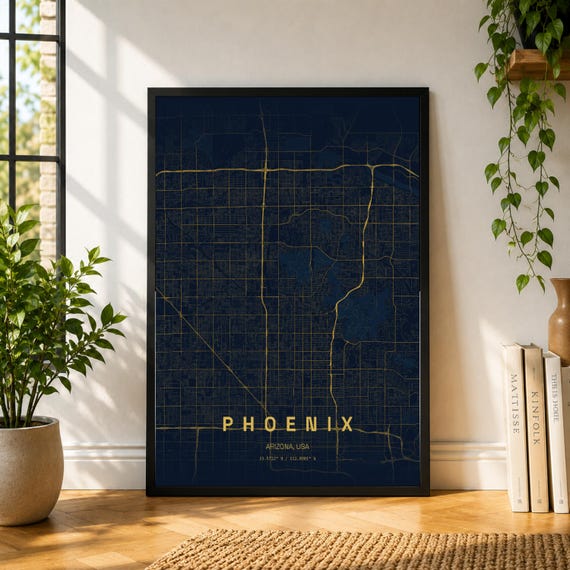 Phoenix City Map Poster, Museum-Style USA Wall Art Print