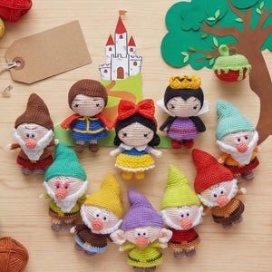 Patrón de ganchillo de Blancanieves y los siete enanitos (descarga digital)