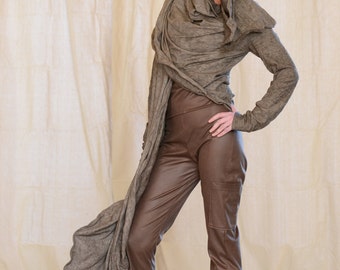 Women's Jacket Long Drape, Sculptural Wired Jersey Wrap, Design Yourself Versatile Looks