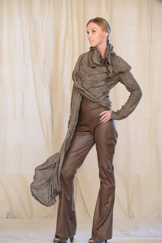 Women's Jacket Long Drape, Sculptural Wired Jersey Wrap, Design Yourself Versatile Looks