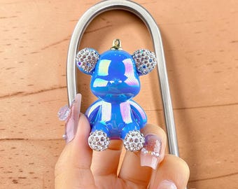 Ours mignon porte-clés strass acrylique nounours porte-clés couleur brillante sac à breloques pendentif cadeau pour femmes filles
