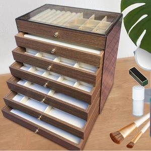 Stackable Wooden Jewelry Box – Multi-Tier Display Case with Lining