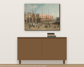 Venice Wall Art Large Canvas Print | Piazza San Marco Painting by Canaletto | Italian Cityscape Decor | Rolled Canvas 24x32 30x40 36x48