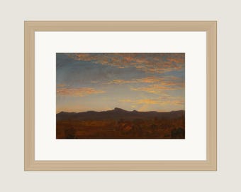 Thomas Cole Study for Catskill Creek Framed Print | Hudson River School Sunset Sky | Landscape Wall Art | 12x16 Matted
